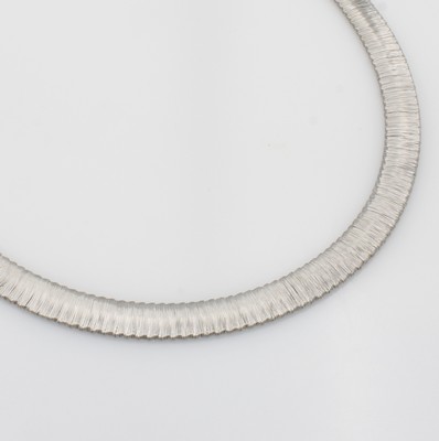 Image 26978637 - Collier, 925er silber, schraffierte Ober- fläche, Karabinerschl., L. ca. 45 cm