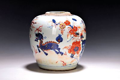Image 26978638 - Vase/Ingwertopf, China, um 1900, Porzellan, umlaufende Blaumalerei unter der Glasur, auf ...