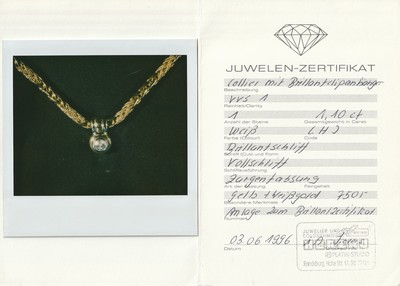 26978643a - 18 kt Gold Brillant-Clipanhänger, GG/WG 750/000, Brillant ca. 1.10 ct ...
