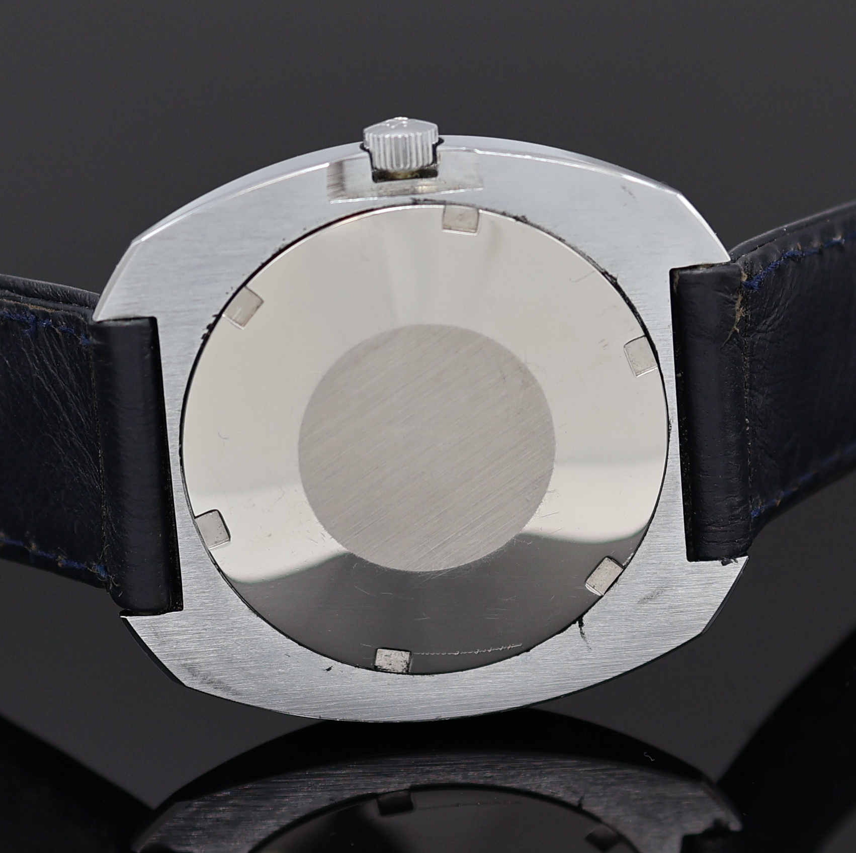 Detail f: TISSOT Sideral Herrenarmbanduhr Referenz 44545-1, Automatik, Schweiz um 1973, verchr. Geh. inkl. Lederband m. orig. Dornschl., Edelstahlboden ...