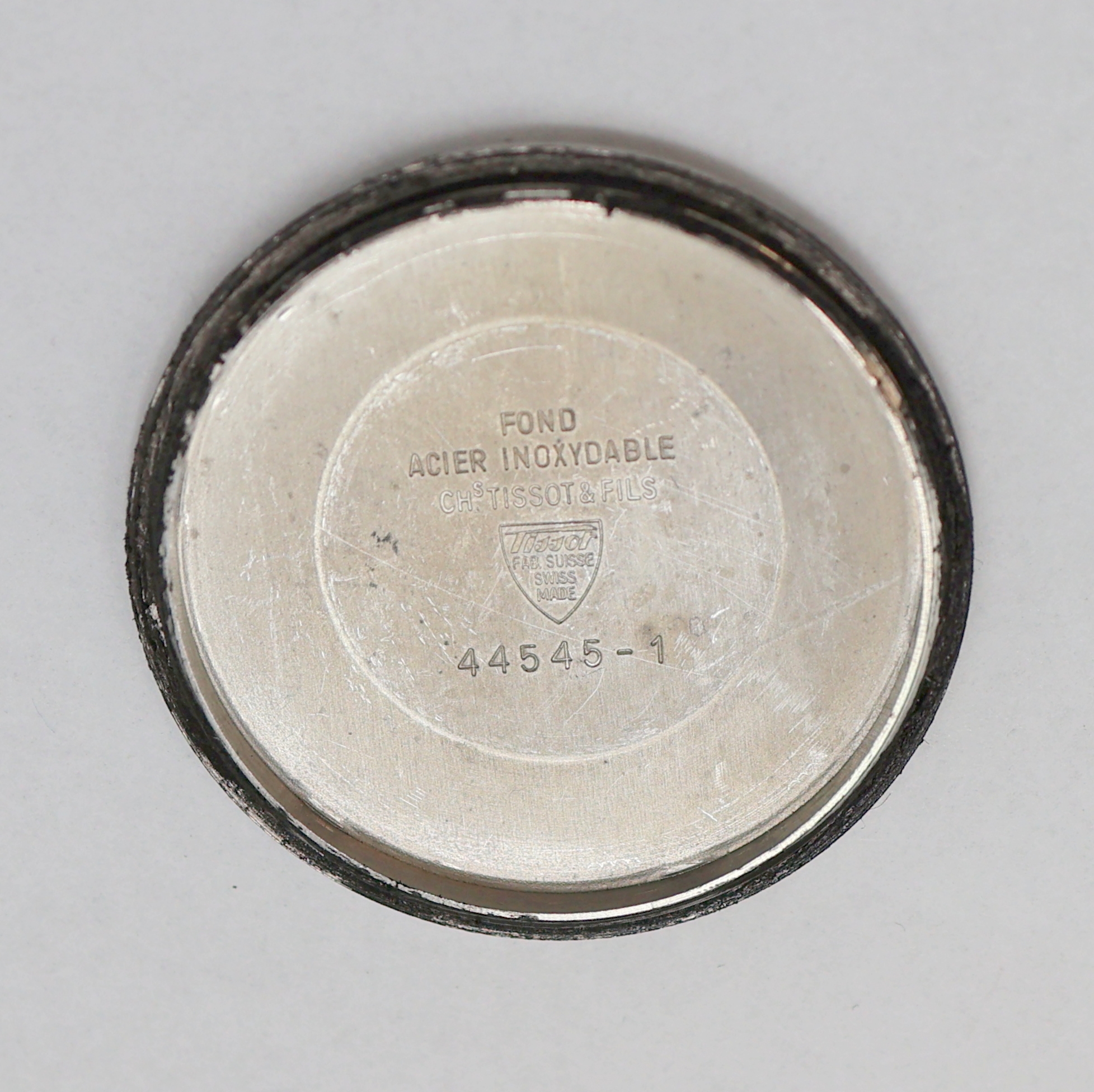 Detail i: TISSOT Sideral Herrenarmbanduhr Referenz 44545-1, Automatik, Schweiz um 1973, verchr. Geh. inkl. Lederband m. orig. Dornschl., Edelstahlboden ...