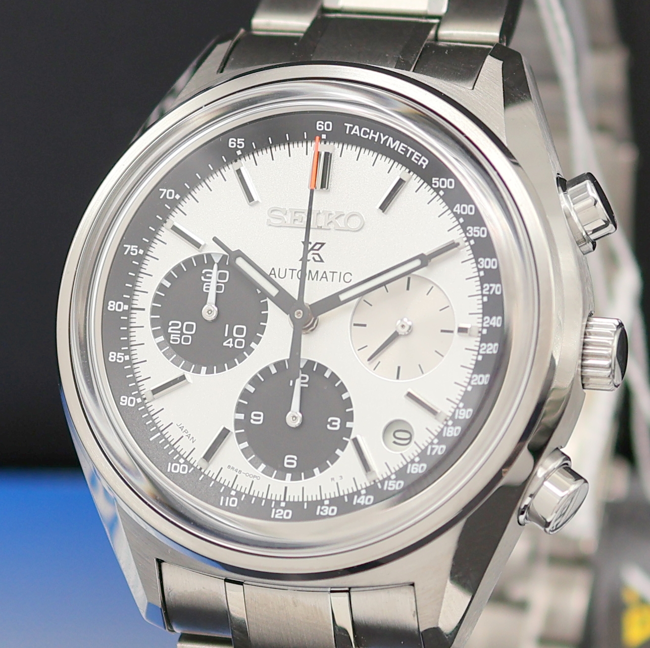 Detail a: SEIKO Prospex nahezu neuwertiger, auf 1000 Stück limitierter Armbandchronograph in Stahl Referenz SRQ029J1, Japan um 2019, Automatik, beids. vergl. ...