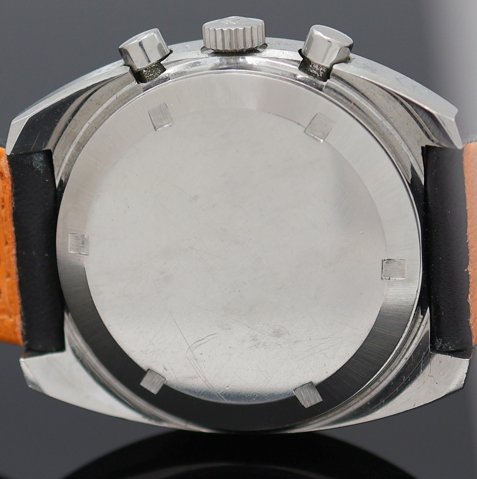 Detail f: TISSOT Navigator Armbandchronograph in Stahl Referenz 45 501, Schweiz um 1975, Automatik, Boden verschr., schwarzes Zifferbl. m. Tritium ...