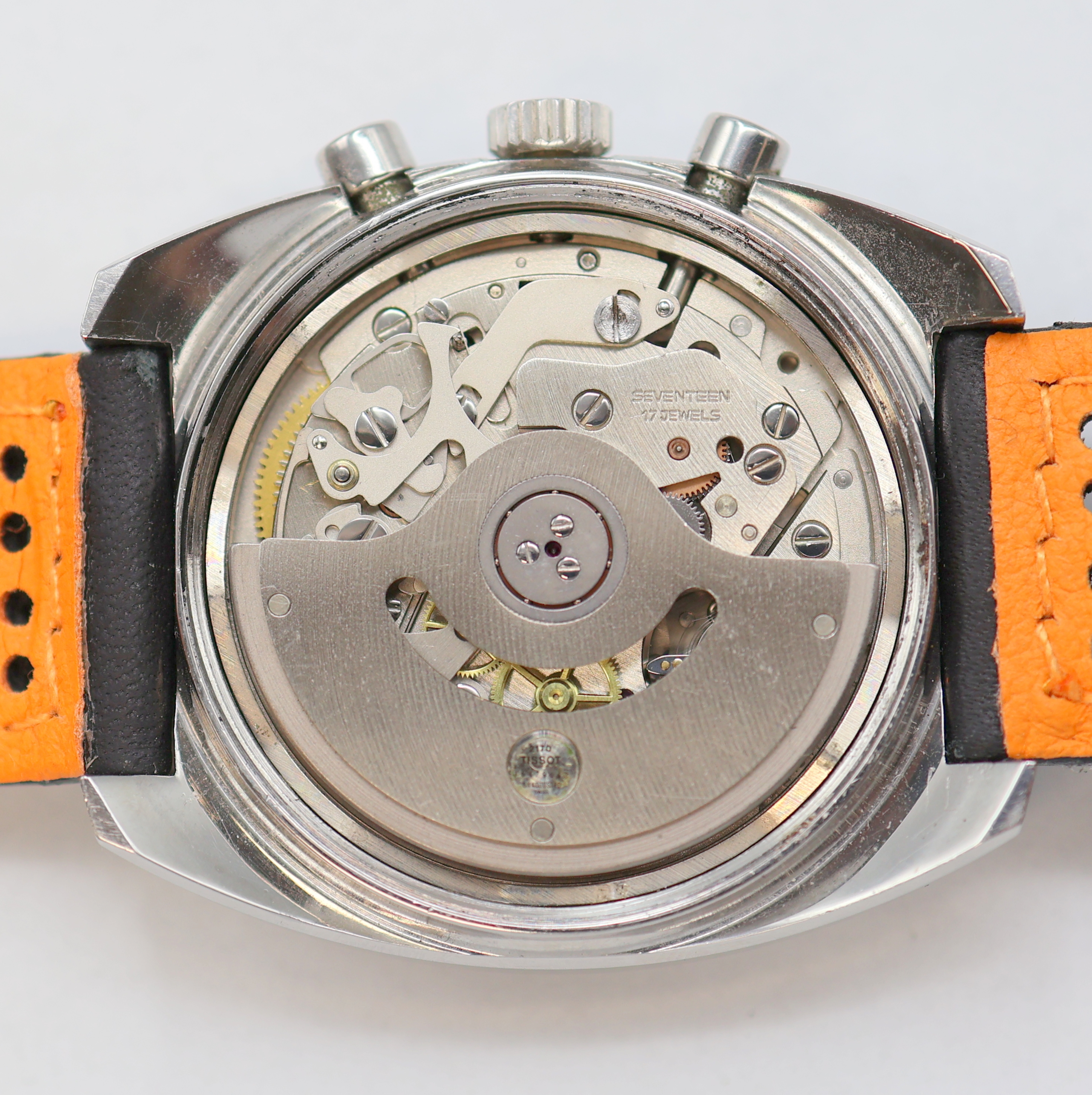 Detail g: TISSOT Navigator Armbandchronograph in Stahl Referenz 45 501, Schweiz um 1975, Automatik, Boden verschr., schwarzes Zifferbl. m. Tritium ...