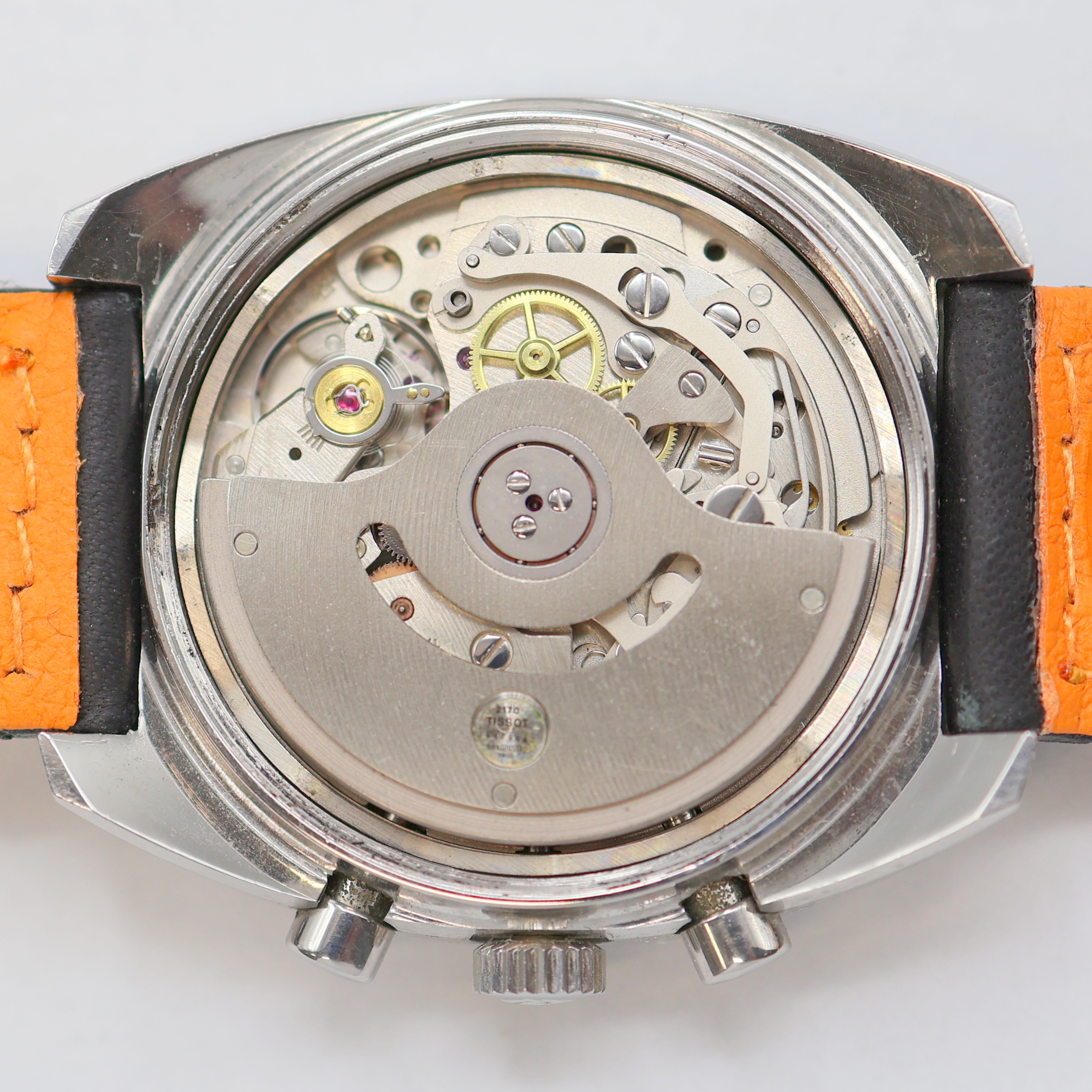 Detail h: TISSOT Navigator Armbandchronograph in Stahl Referenz 45 501, Schweiz um 1975, Automatik, Boden verschr., schwarzes Zifferbl. m. Tritium ...