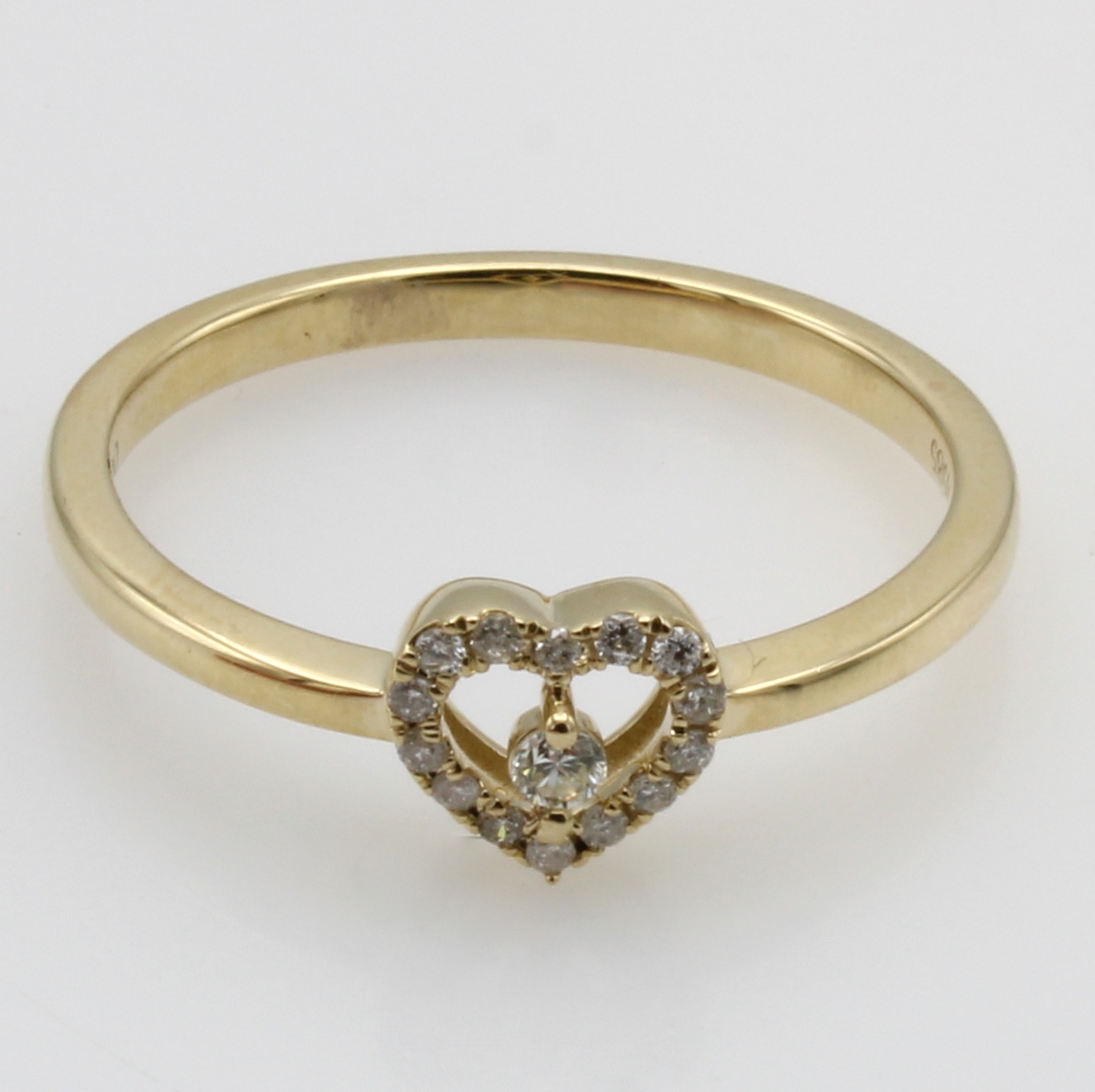 Image 26979205 - Ring mit Brillanten, GG 585/000, Brill. in Herzform gef. zus. ca. 0.10 ct feines ...
