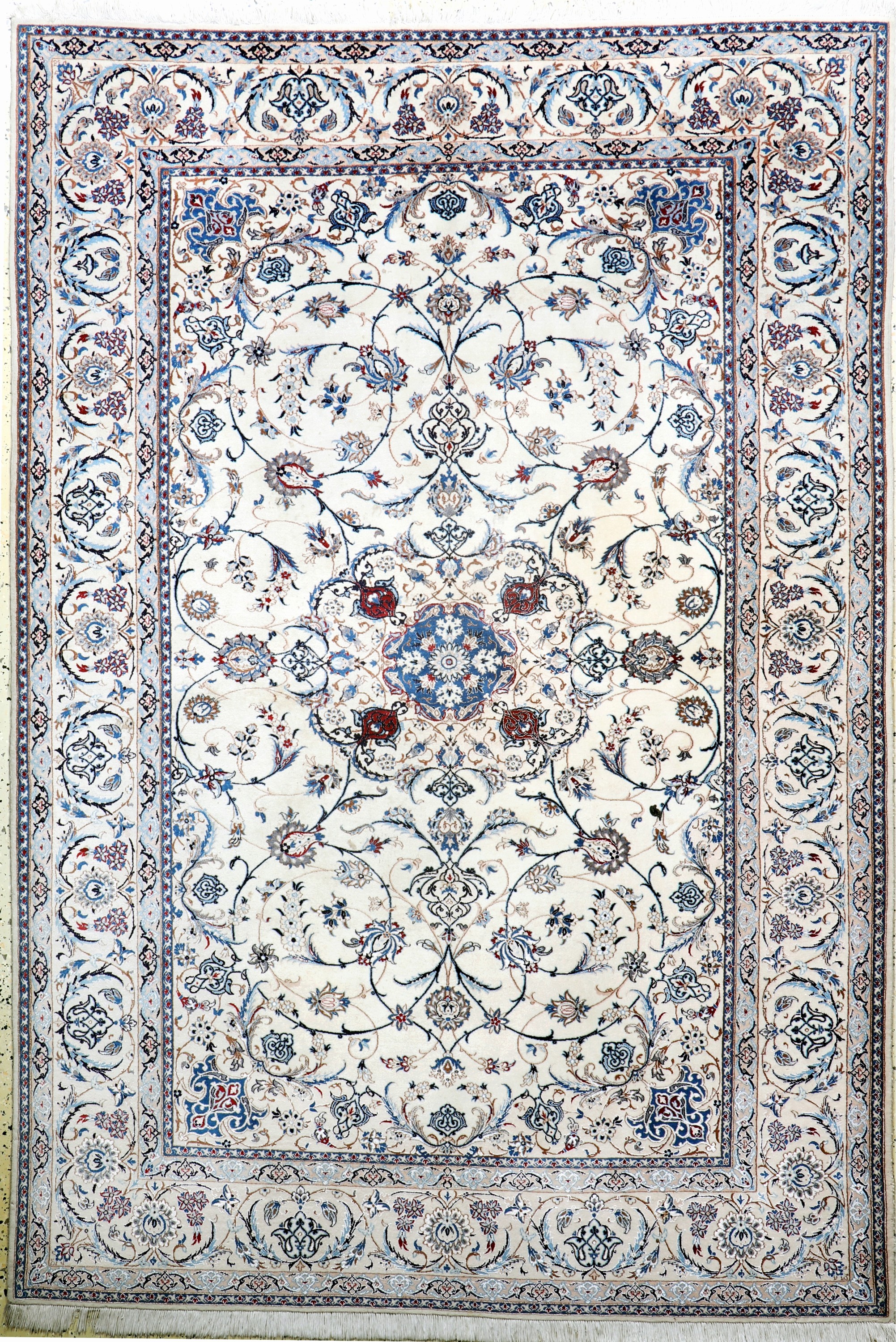 Nain fein "6la", Persien, Mitte 20.Jhd., Korkwolle mit Seide, ca. 250 x 170 cm, EHZ: 2,reinigungsbedürftig