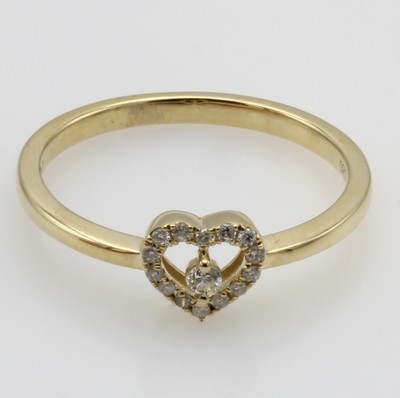 Image Ring mit Brillanten, GG 585/000, Brill. in Herzform gef. zus. ca. 0.10 ct feines ...