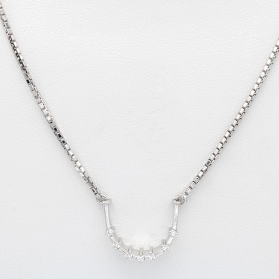 Image Collier mit Brillanten, WG 750/000, bogenf. Anhänger bes. m. 7 Brill. zus. ca. 0.07 ...