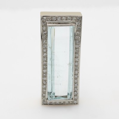 Image 26979211 - Anhänger mit Aquamarin und Brillanten, GG/WG585/000, rechteck. Aquamarin im ...