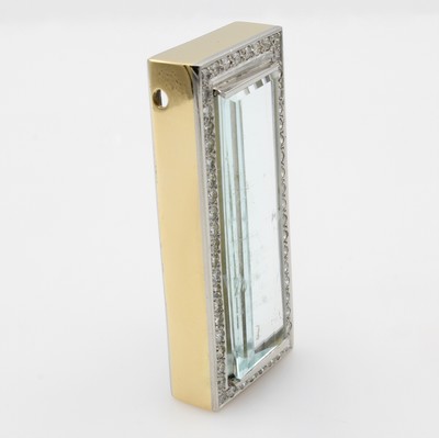 26979211a - Anhänger mit Aquamarin und Brillanten, GG/WG585/000, rechteck. Aquamarin im ...