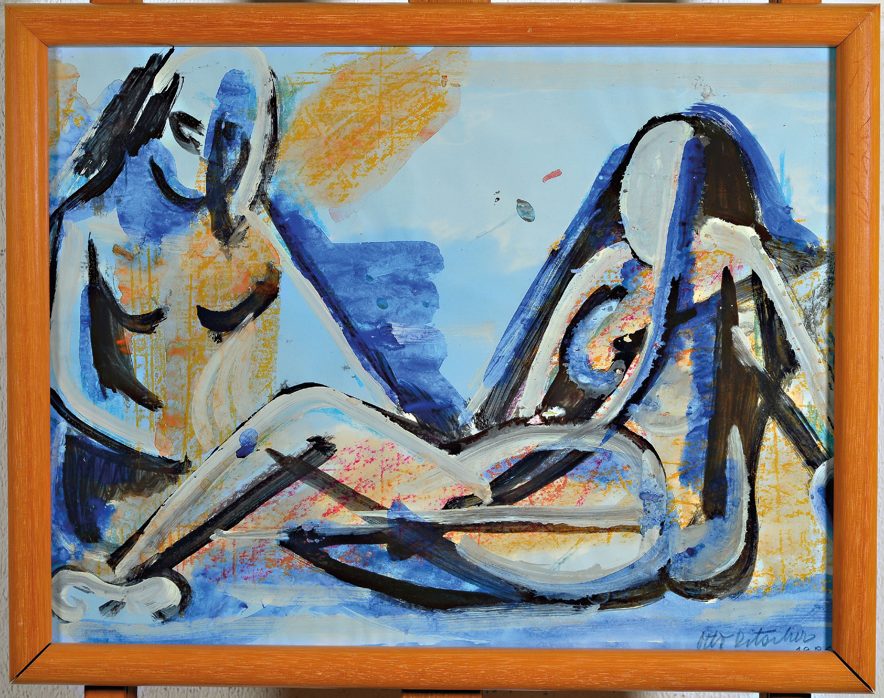 Detail k: Otto Ditscher, 1903-1987 Neuhofen, Akte, Gouache auf Papier, rechts unten sign. und dat. 1986, ca. 38x49cm, u.Gl., R. ca. 43x54cm
