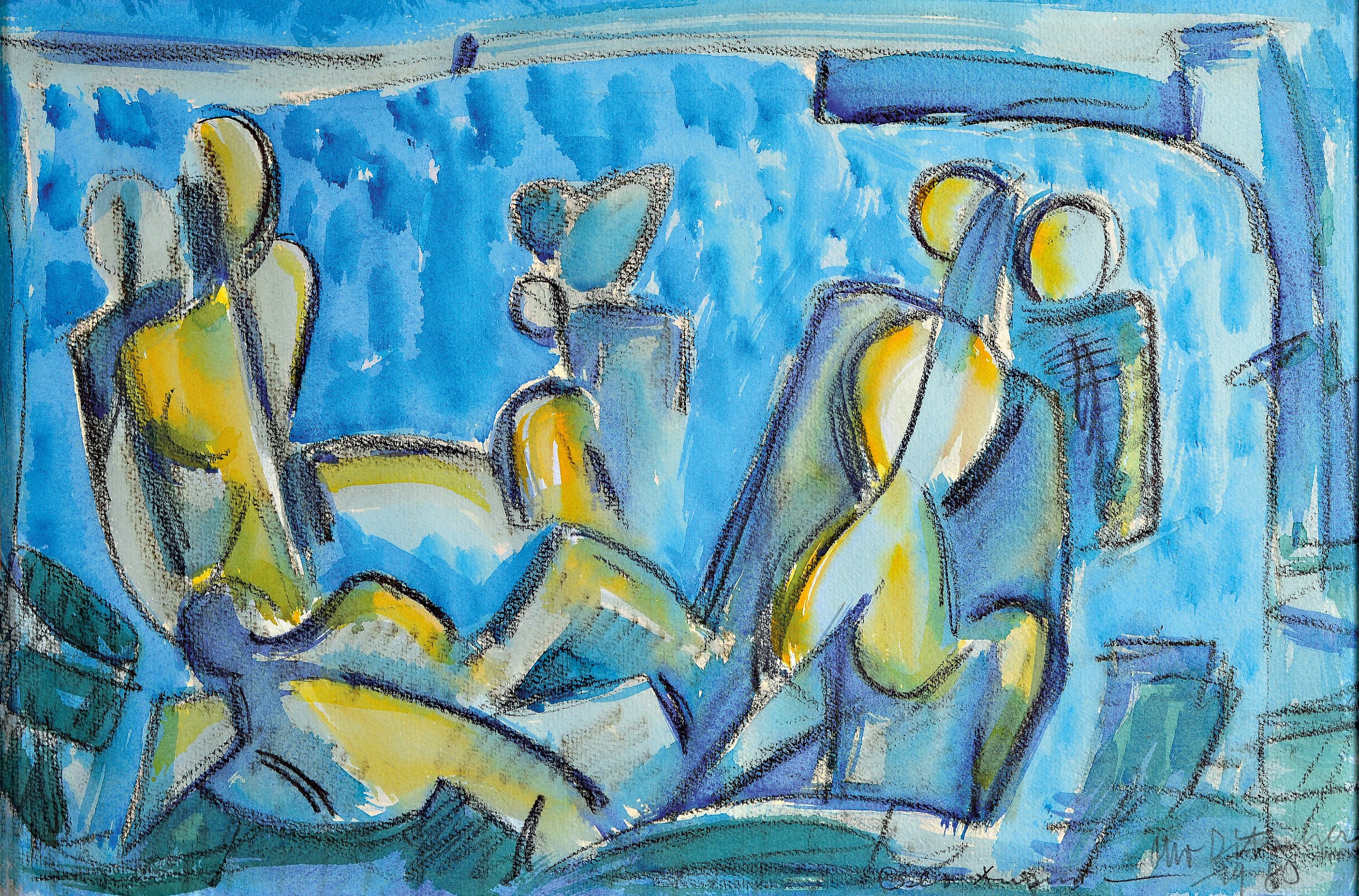 Image 26979352 - Otto Discher, 1904-1987 Neuhofen, Akte, Gouache auf Papier, rechts unten sign. und dat. ...