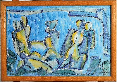 26979352k - Otto Discher, 1904-1987 Neuhofen, Akte, Gouache auf Papier, rechts unten sign. und dat. ...