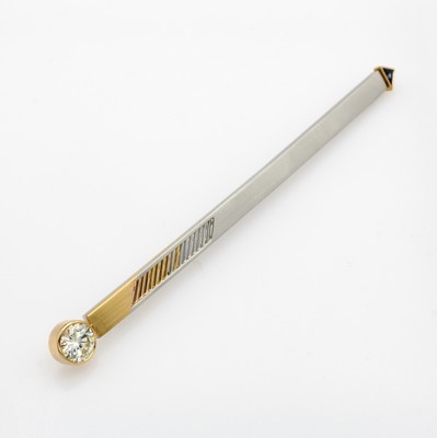 Image 26979494 - Brosche mit Brillant und Saphir, GG 750/000 und 950/000 Platin, stabförmig, ...