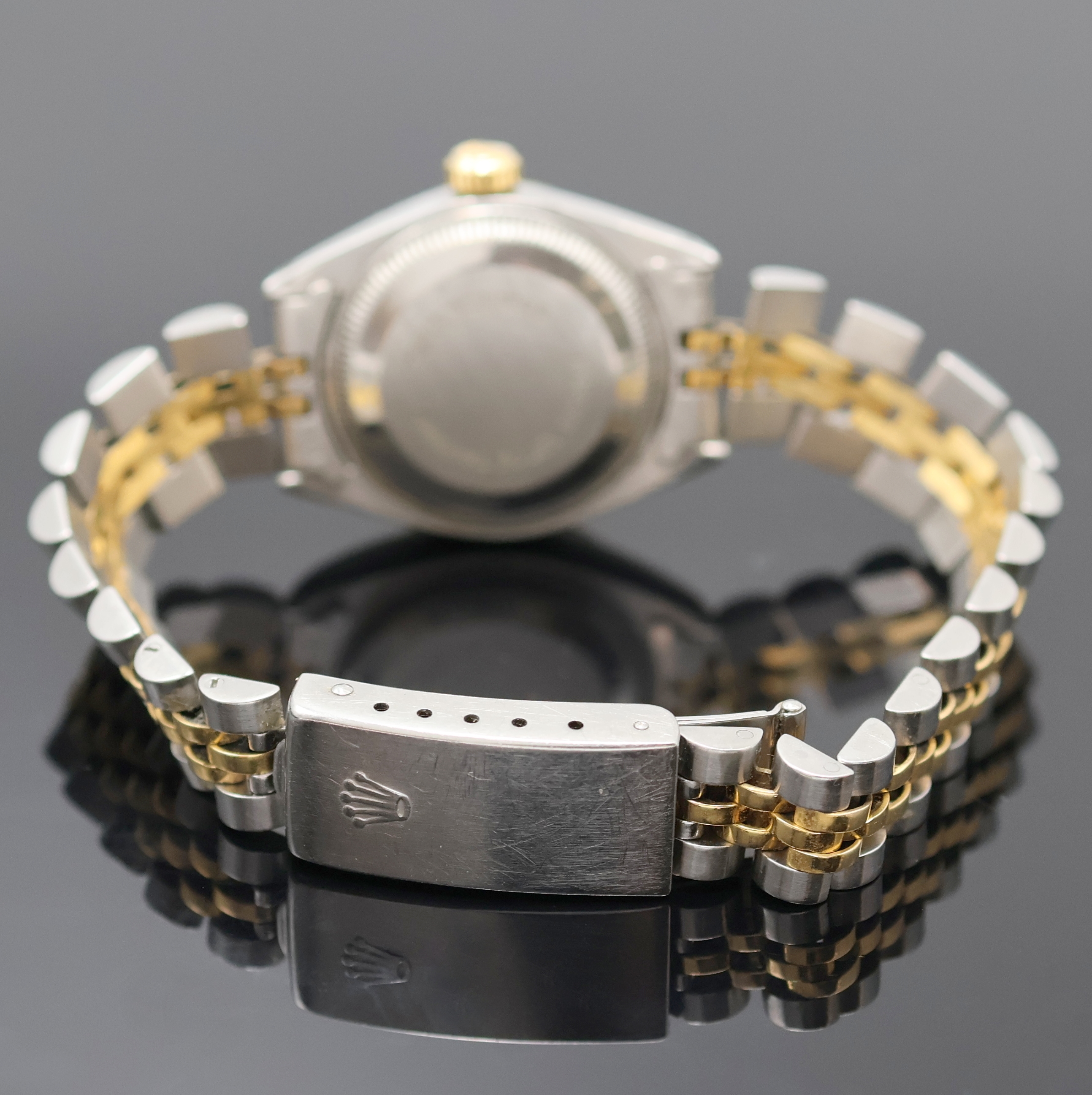 Detail b: ROLEX Oyster Perpetual Date Damenarmbanduhr in Stahl/Gold Referenz 6917, Schweiz um 1982, Automatik, Boden u. Krone verschr., orig. Jubileeband m. ...