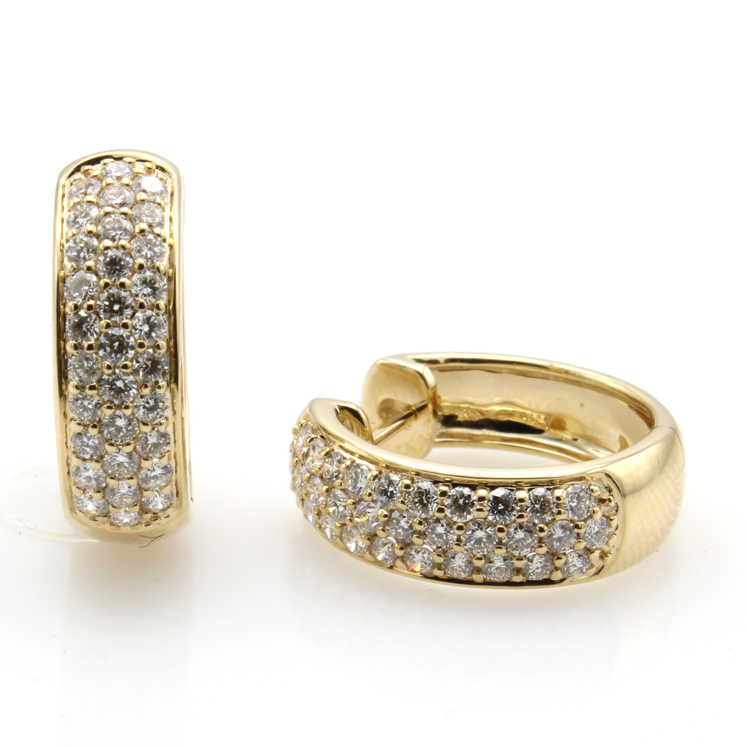 Image 26979578 - Paar Klappcreolen mit Brillanten, GG 585/000, 62 Brill. zus. ca. 1.12 ct feines ...