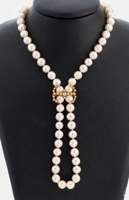 Image 26979561 - Perl-Collier mit 18 kt Gold Brillant -Kettenverkürzer und 14 kt Gold Schließe, ...