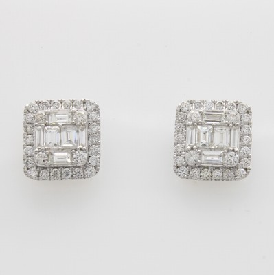 Image 26979580 - Paar Ohrstecker mit Brillanten und Diamanten, WG 585/000, Diam. u. Brill. zus. ca. 1.36 ...