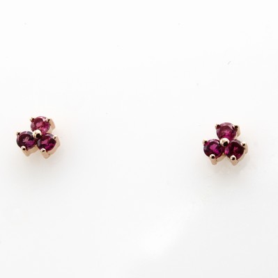 Image Kleine Ohrstecker mit Turmalinen, RoséG 585/000, 6 Turmaline zus. ca. 0.22 ct ...