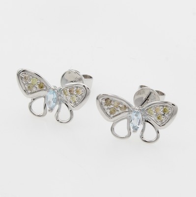 Image Paar Ohrstecker "Schmetterlinge" mit Aquama- rinen und Brillanten, WG 585/000, ...