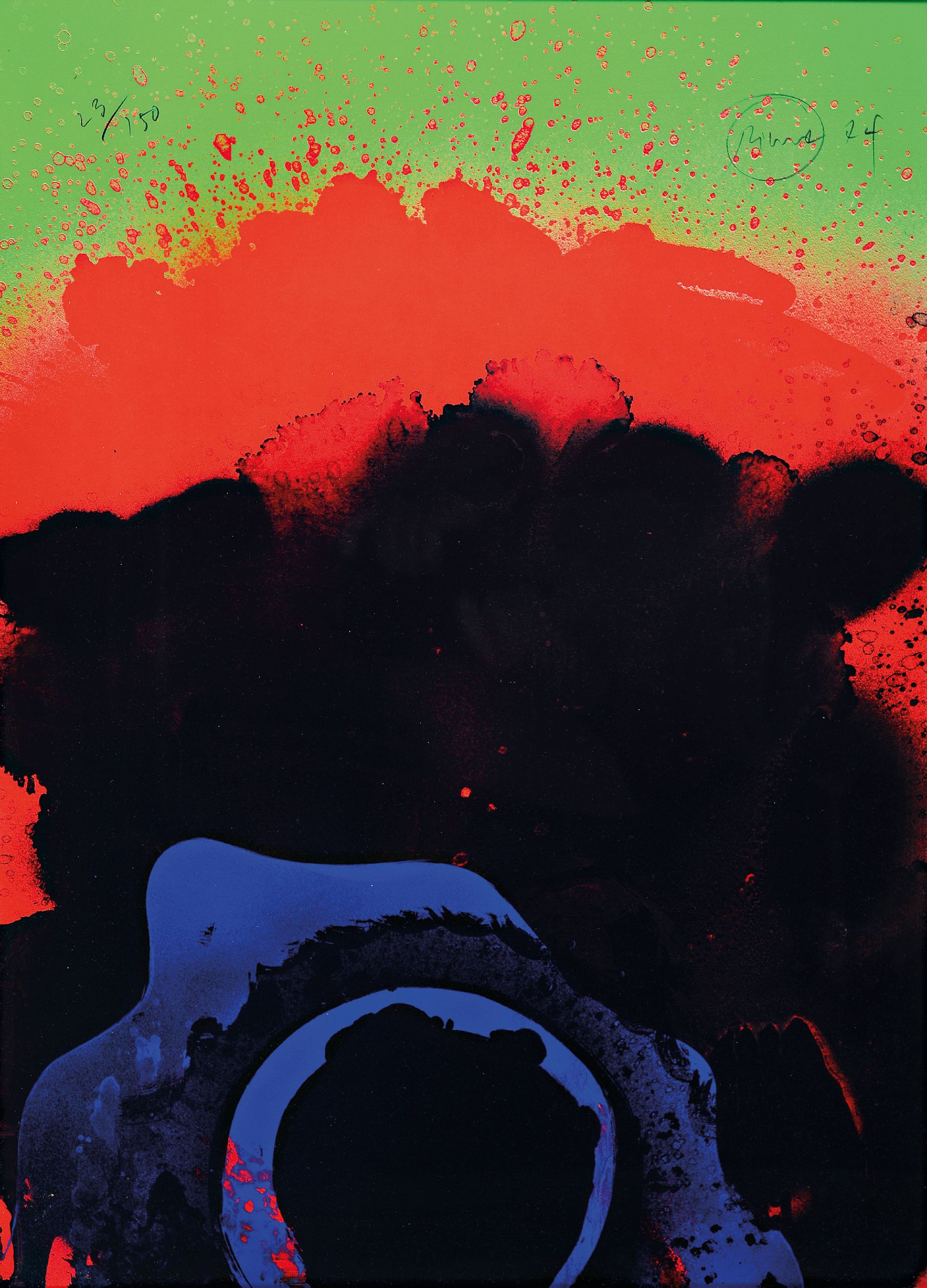 Image 26979638 - Otto Piene, 1928 Laasphe-2014 Berlin, Farbserigraphie, ´Black Hawaii´, 1974, Ed. 23/150, ...