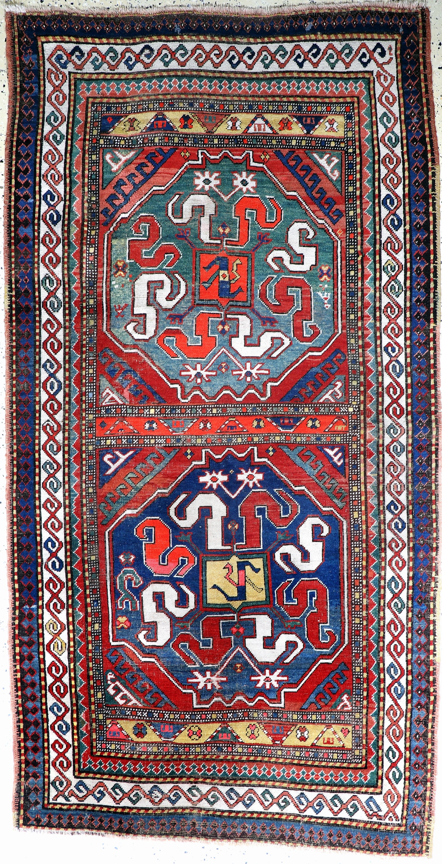 "Wolkenband"kazak antik, Kaukasus, 19.Jhd, Wolle auf Wolle, ca. 253 x 134 cm, EHZ: 3
