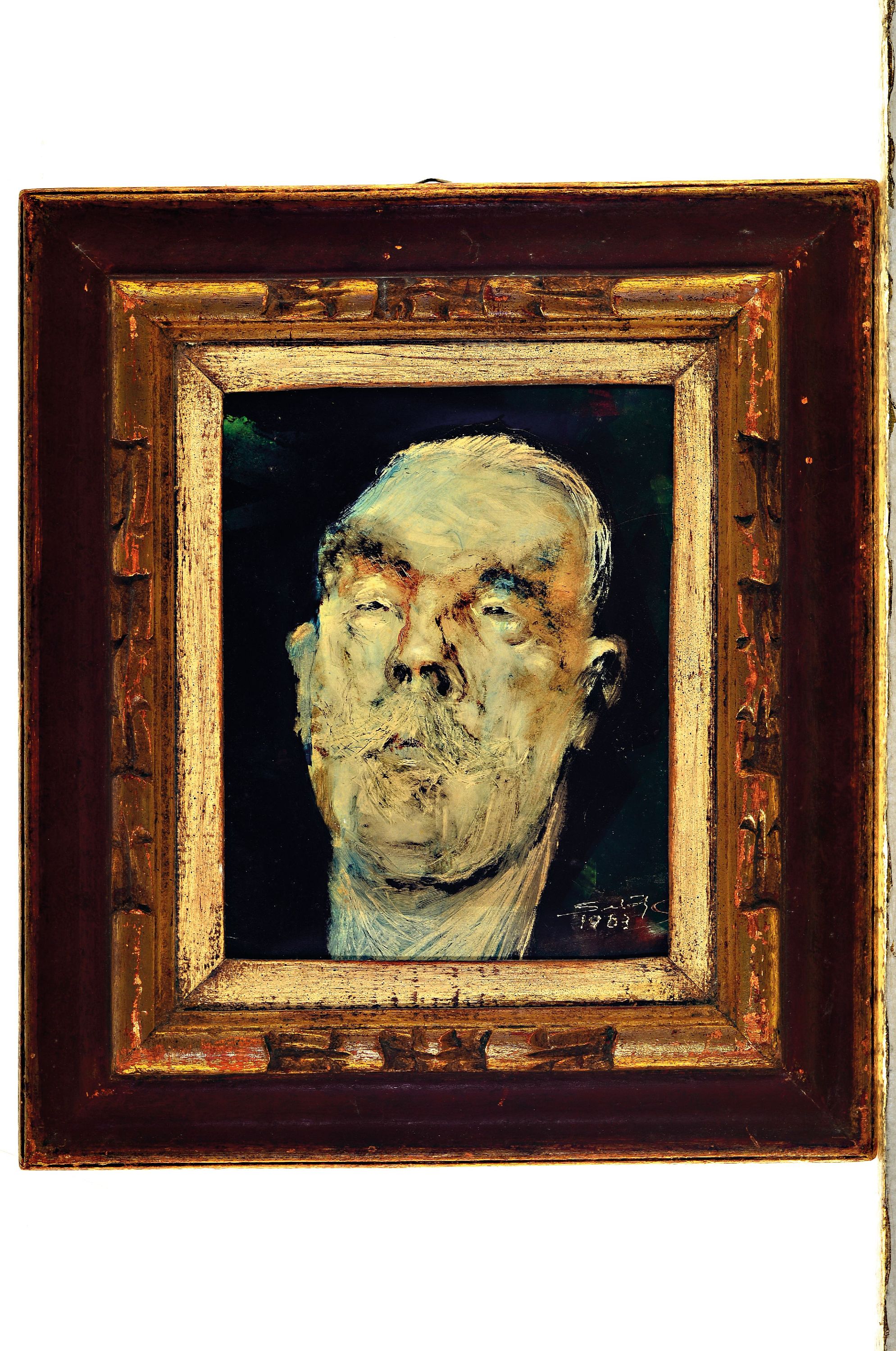 Detail k: Lajos Sebök, 1910 Szeged Ungarn-1996 Neuss, Der Holländer, Öl/Malkarton, signiert und dat. 1963, Rahmen, gesamt ca. 45x38cm