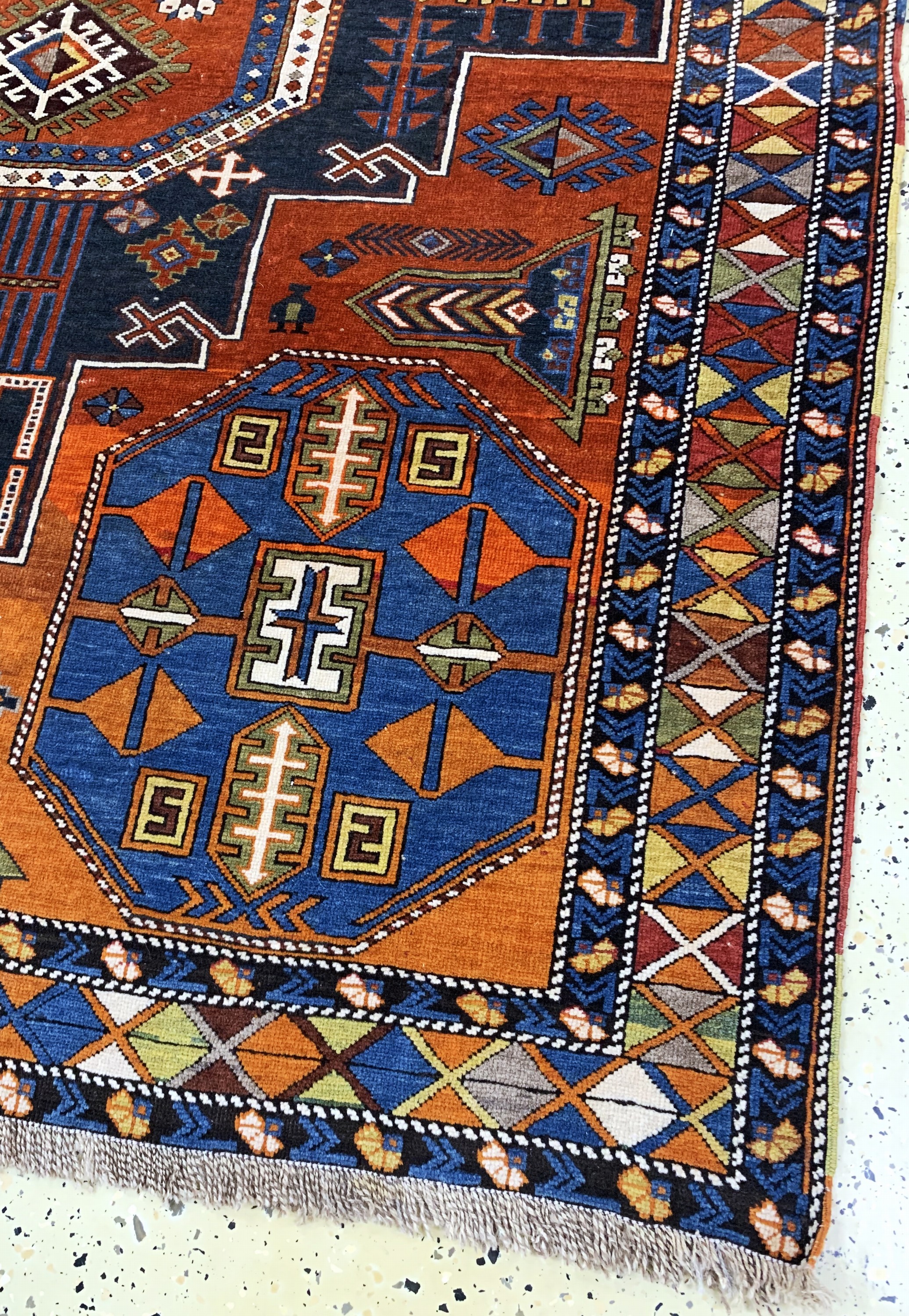 Detail a: "Tachte"Schirwan antik fein, Kaukasus, 19.Jhd, Wolle auf Wolle, ca. 190 x 140 cm, EHZ: 2-3