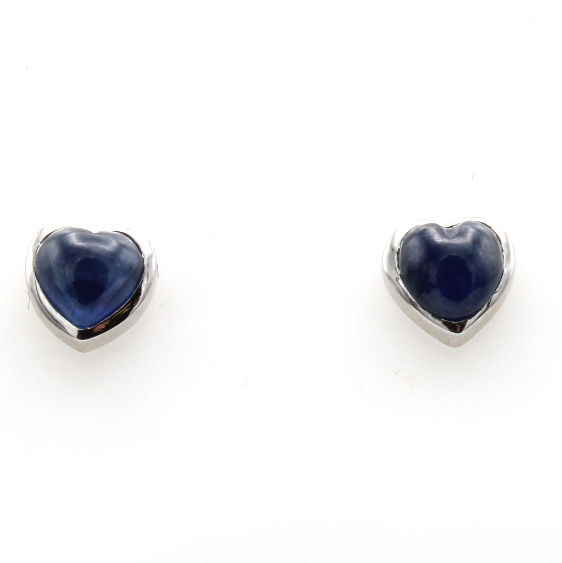 Image 26979675 - Paar Herzohrstecker mit Saphiren, WG 750/000, Saphircabochons zus. ca. 2.13 ct ...