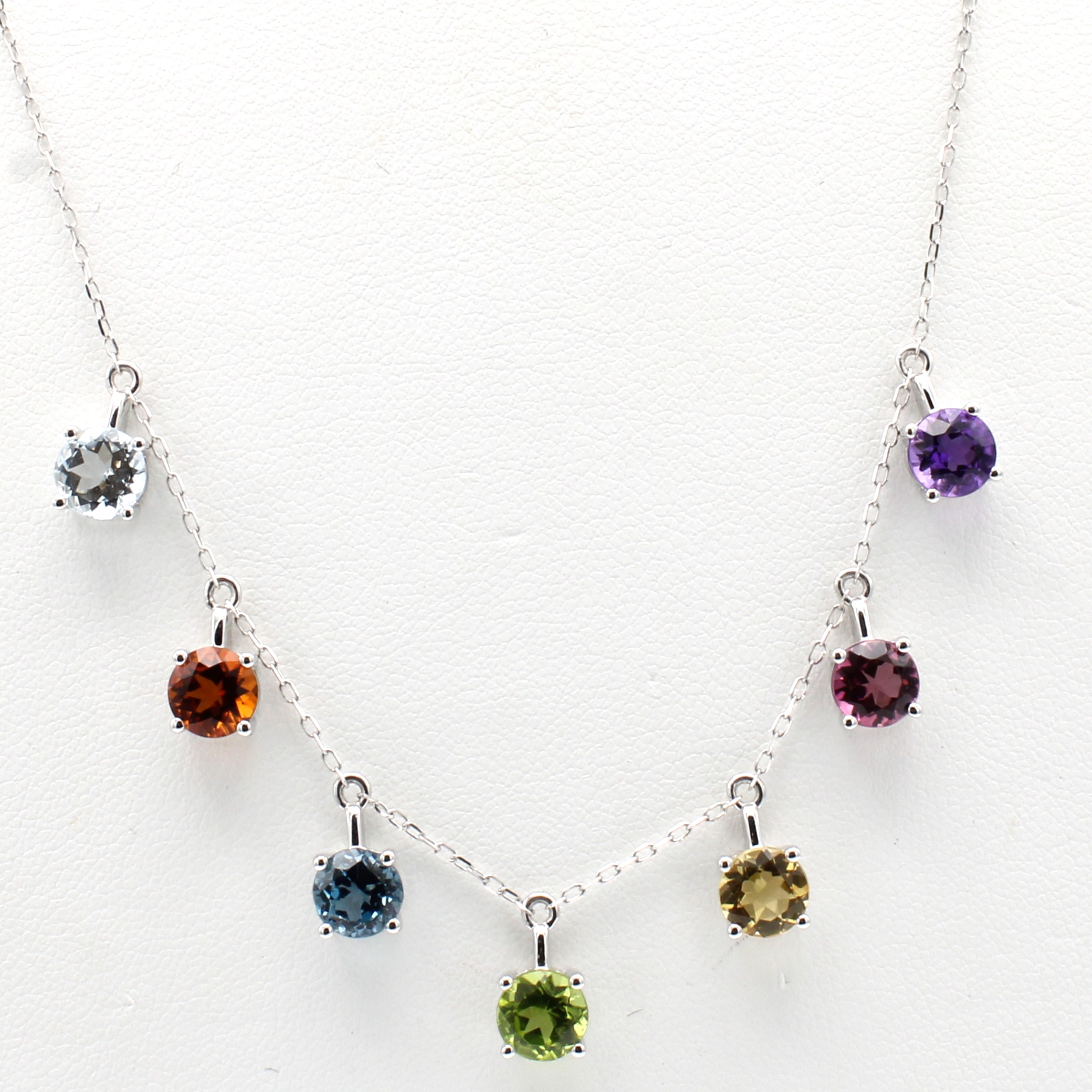 Image 26979697 - Collier mit Farbsteinen, WG 585/000, Topas (beh.), Amethyst, Turmalin, Citrine, Peridot ...