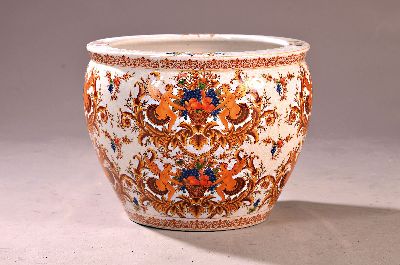 Image 26979620 - Großer Blumenübertopf, China, 20. Jh., Porzellan, reicher bunter Rokokodekor ...