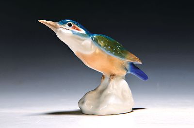 Image Porzellanfigur, Meissen, Eisvogel, 1710-1910, Jubiläumsmarke, naturalistische ...