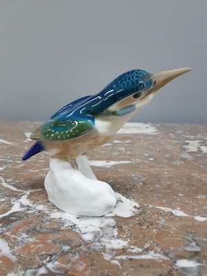 26979639b - Porzellanfigur, Meissen, Eisvogel, 1710-1910, Jubiläumsmarke, naturalistische ...