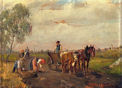 Image 26979641 - Ludwig Müller-Cornelius, 1864-1946 München, Ernteszene, wohl beim Kartoffeln ...