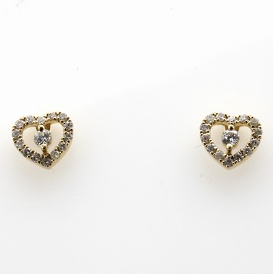Image 26979646 - Paar Ohrstecker mit Brillanten, GG 585/000, 30 Brill. zus. ca. 0.19 ct Weiß/si-p ...