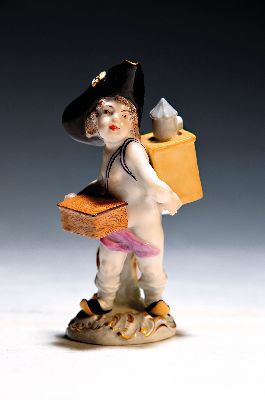 Image 26979648 - Porzellanfigur, Meissen, um 1880, kleiner Händler, wohl Kaffeeverkäufer, ...