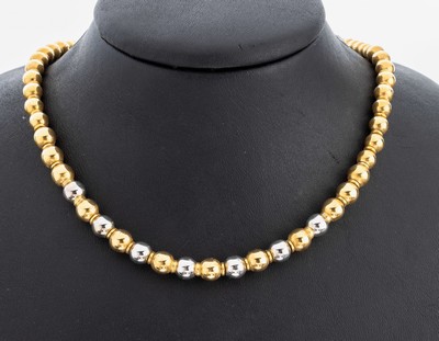 Image 26979649 - 18 kt Gold Brillant-Collier, GG/WG 750/000,im Verlauf, kugelf. Glieder, D. ca. 4.9-7.1 ...