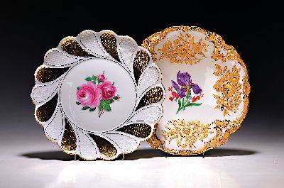 Image 26979673 - Zwei Prunkteller, Meissen, 1. Wahl, 1x Dekor Rote Rose, Pfeiferzeit 1924-33, ...