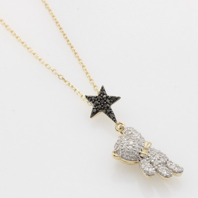 Image Anhänger "Bär mit Stern" mit Diamanten und Brillanten an Kette, GG ...