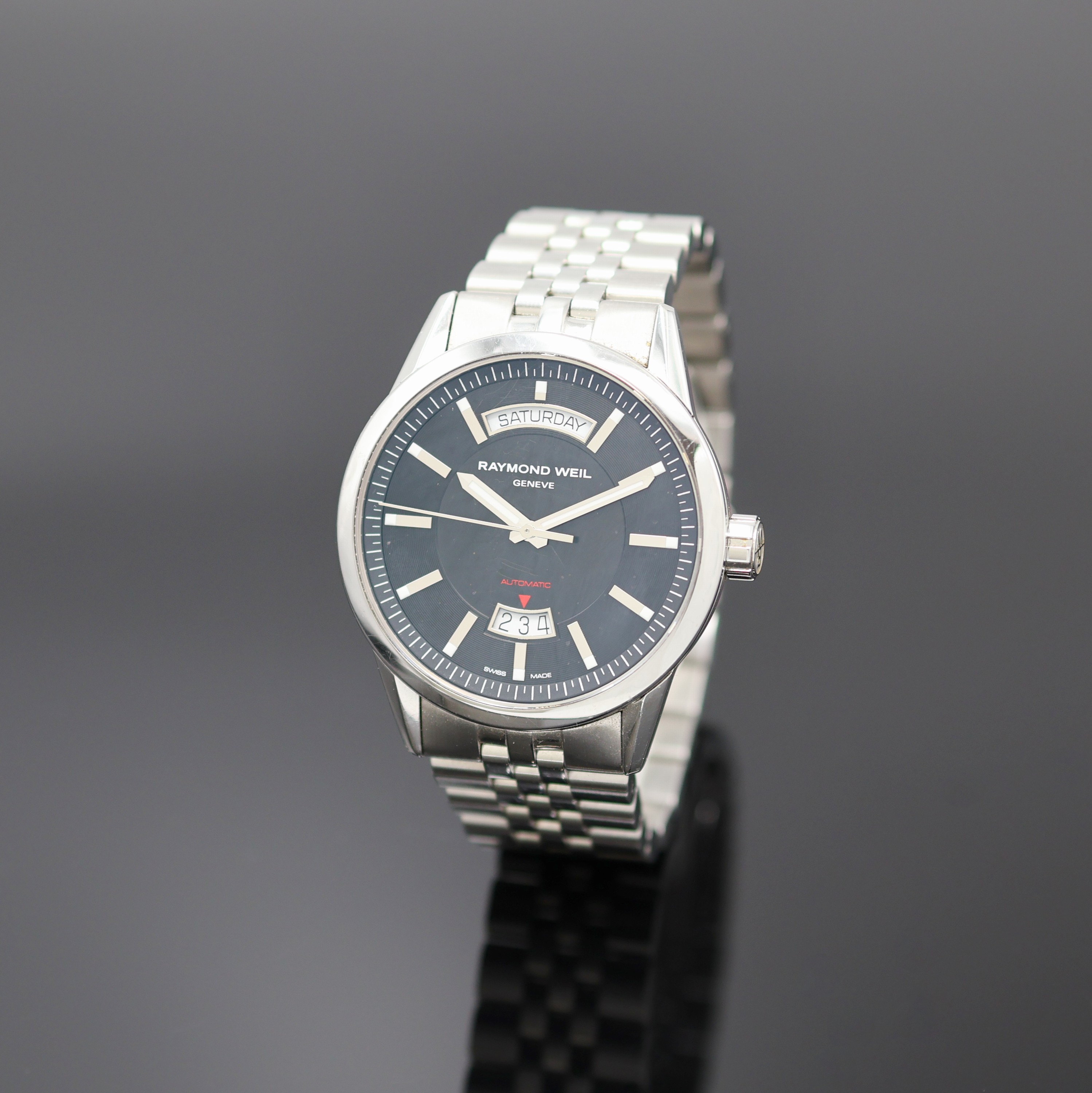 RAYMOND WEIL Freelancer Herrenarmbanduhr in Stahl Referenz 2720, Schweiz verk. lt. beil. Pap. 05/2009, Automatik, beids. vergl. Geh., Boden 4-fach ...