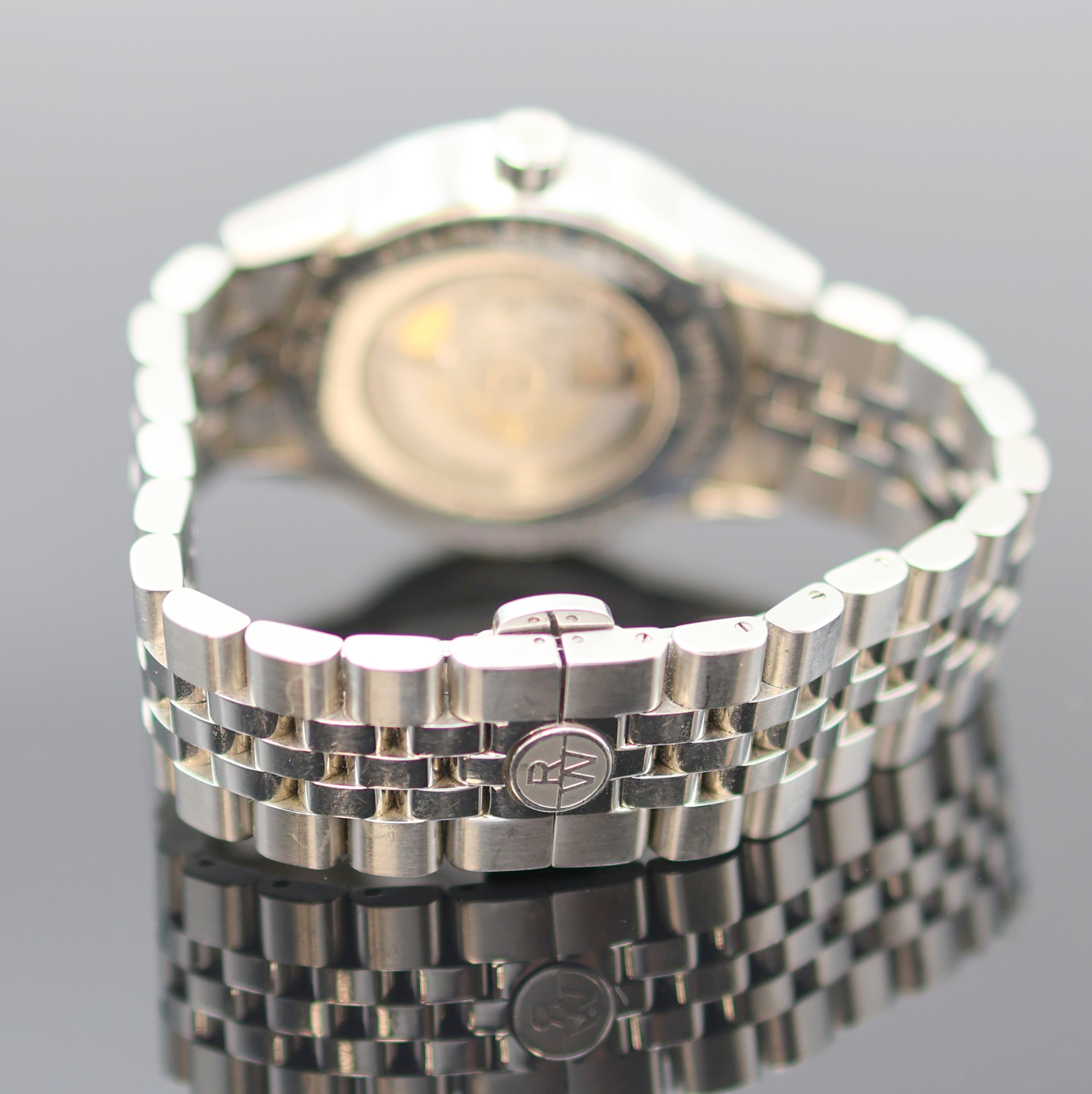 Detail c: RAYMOND WEIL Freelancer Herrenarmbanduhr in Stahl Referenz 2720, Schweiz verk. lt. beil. Pap. 05/2009, Automatik, beids. vergl. Geh., Boden 4-fach ...