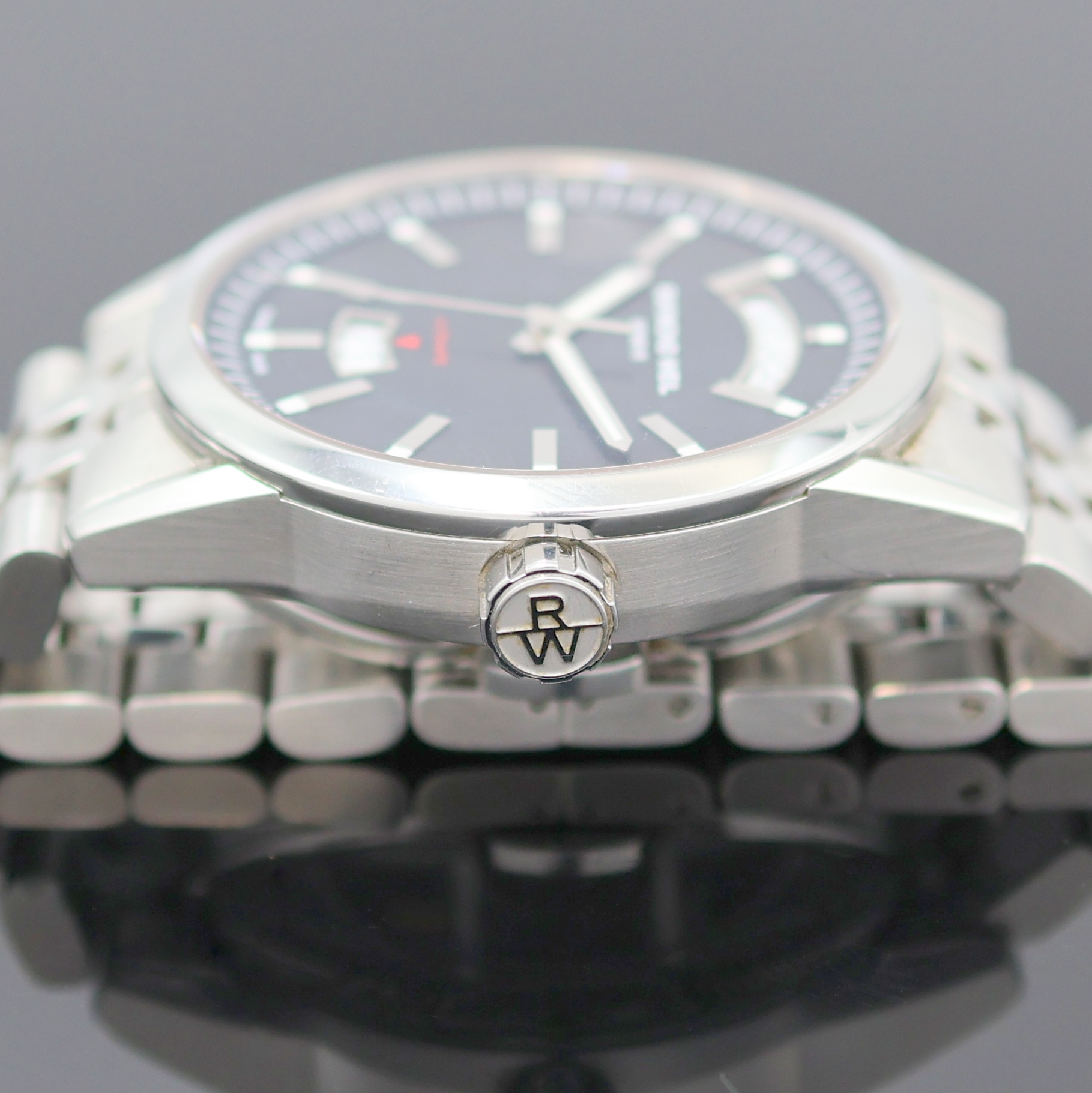 Detail d: RAYMOND WEIL Freelancer Herrenarmbanduhr in Stahl Referenz 2720, Schweiz verk. lt. beil. Pap. 05/2009, Automatik, beids. vergl. Geh., Boden 4-fach ...