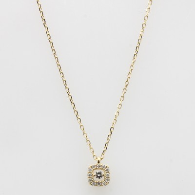 Image Anhänger mit Brillanten an Kette, GG 585/000, Solitär u. Besatzbrill. zus. ca. 0.09 ct ...