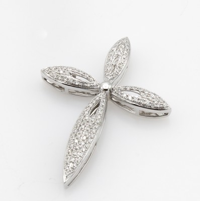 Image Kreuzanhänger mit Brillanten, WG 585/000, navetteförm. Elemente, Brill. zus. ca. 0.51 ...