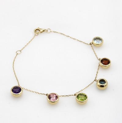 Image 26979713 - Armband mit Amethyst, Turmalin, Citrin, Topas, Peridot und Aquamarin, GG 585/000, Topas ...