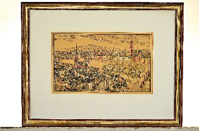 26979723k - Umkreis Willy Meyer, 1894 Mainz-1966 Frankfurta.M., Gravure, handkoloriert, Blick auf ...