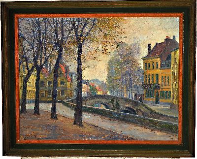 26979761k - Fritz Westendorp, 1867 Köln-1926 München, An der Gracht, flämisches Stadtmotiv, Öl/ ...