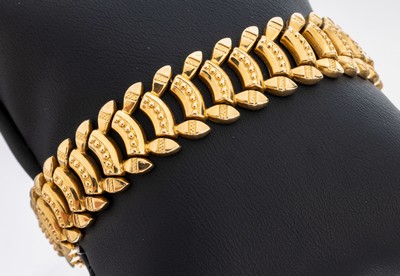 Image 26979775 - 18 kt Gold Armband, GG 750/000, part. strukt., L. ca. 18 cm, Kastenschloss mit ...