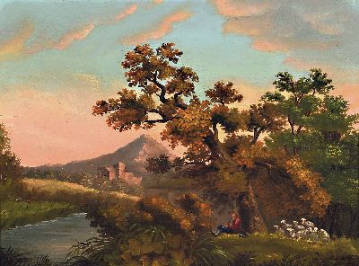 Image 26979876 - L. Spicale, datiert 1839, Hirte bei der Rast in Herbstlandschaft, rechts unten signiert ...